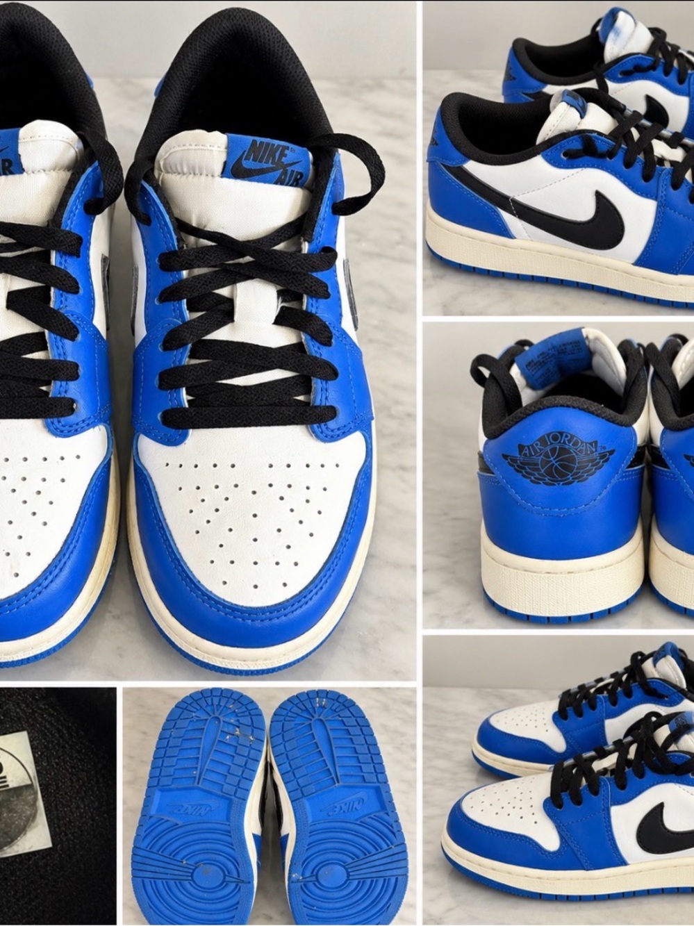Nike Kids Blue White Black Air Jordan 1 Low Sneakers